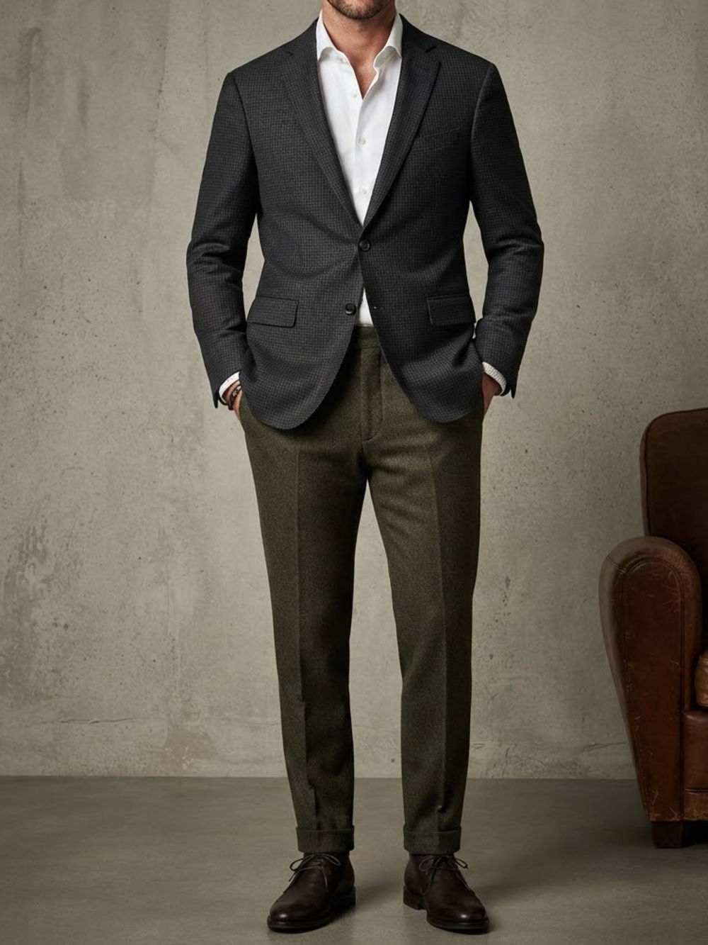 JOHN VARVATOS Charcoal Checkered Blazer